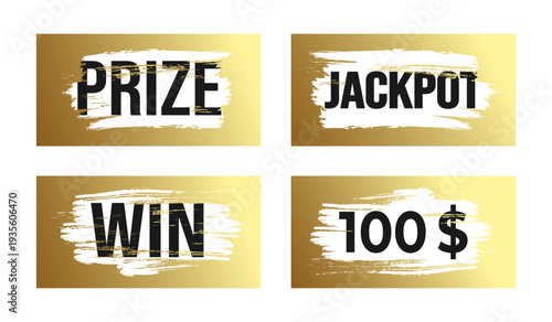 Golden scratch cards for win game lottery isolated on white background. Vector illustration
