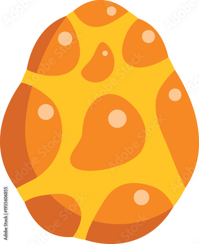 Dinosaur egg with spots on its shell in a flat style on white background