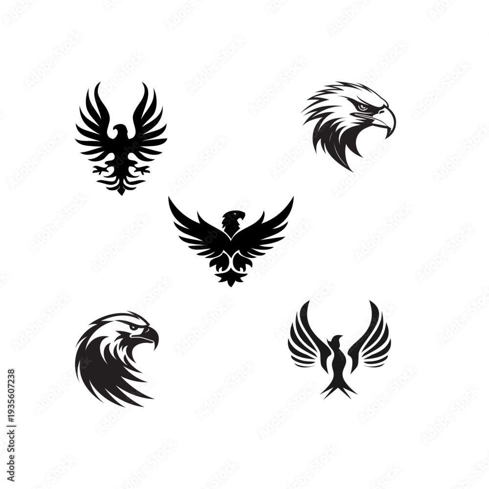 Naklejka premium Bird Eagle Phoenix Wing Emblem Icon Collection