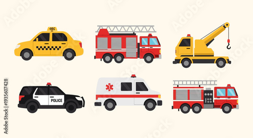 Collection of Emergency Vehicles and Construction Equipment.