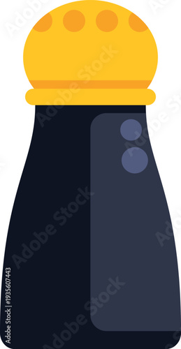 Isolated black spice container with a yellow top having holes for dispensing seasoning