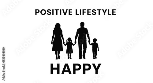 Vector illustration of happy family with text