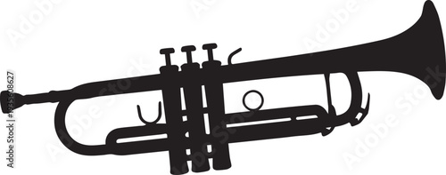 Sleek Brass Trumpet Silhouettes for Jazz and Orchestra Design