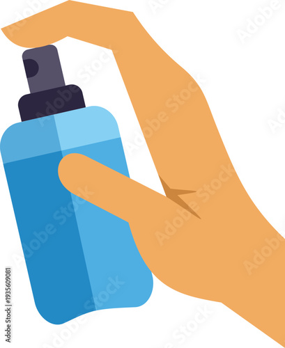 Hand holding spray bottle sanitizing disinfecting concept