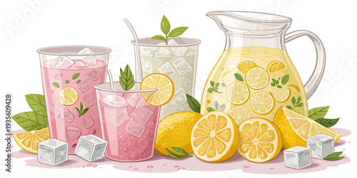 fresh lemonade with lemon and lime