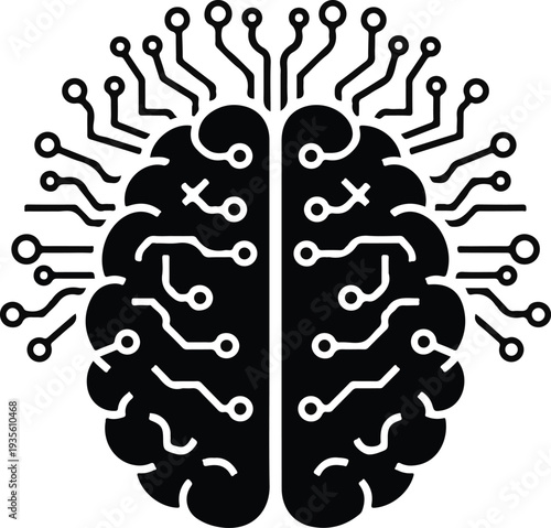 Digital Brain: A sophisticated representation of the human brain seamlessly integrated with advanced digital circuitry, symbolizing the fusion of intelligence and technology.