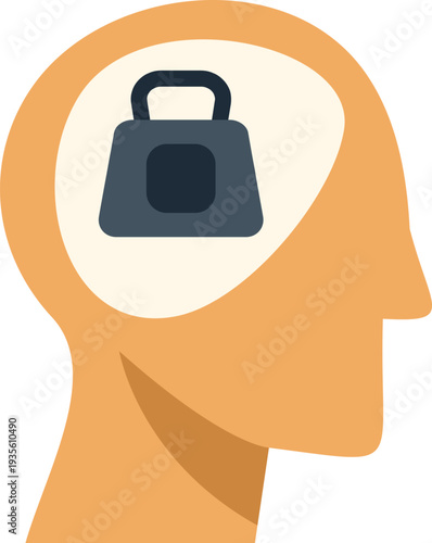 Head experiencing stress and heavy thoughts from a mental burden icon
