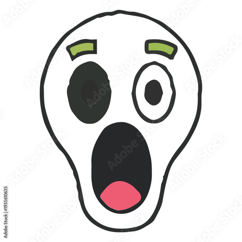 Cartoon Skull Face with Shocked Expression