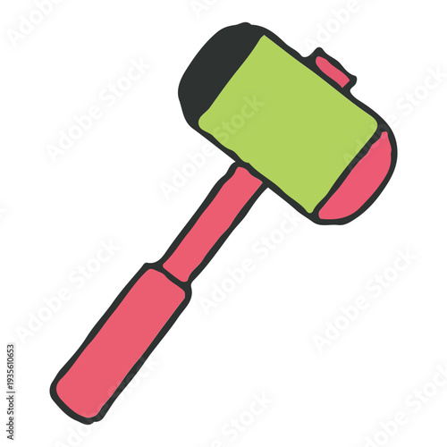 Colorful Rubber Mallet Tool Illustration