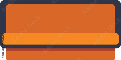 Orange park bench with dark frame isolated on white background