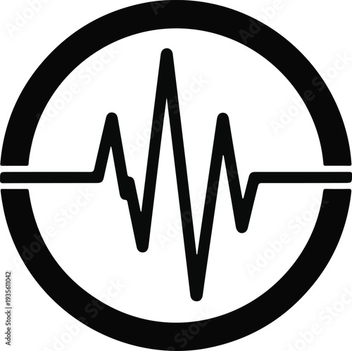 Heartbeat Symbol: A stark monochrome graphic of a heartbeat signal, symbolizing life, health, and vital processes.