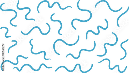 A digital illustration of wavy blue lines on a white background