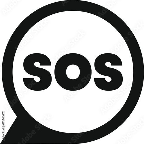 Sos message inside a speech bubble representing a distress signal