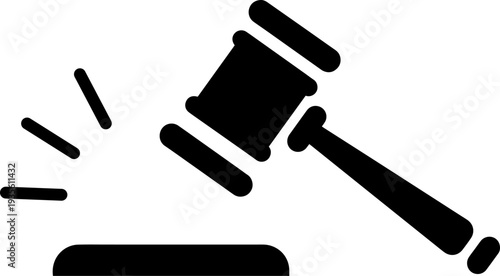 Judge gavel striking sound block in courtroom