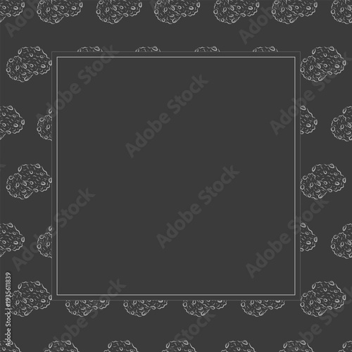 chocolate chip cookies frame. doodle chocolate cookies square frame background