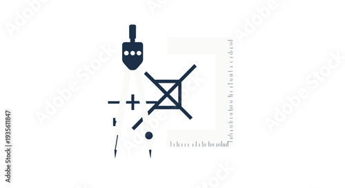 Engineering drafting tools including a compass and a ruler used for precision drawing