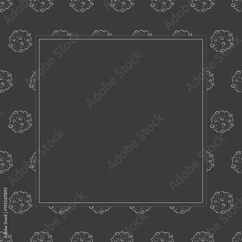 chocolate chip cookies frame. doodle chocolate cookies square frame background