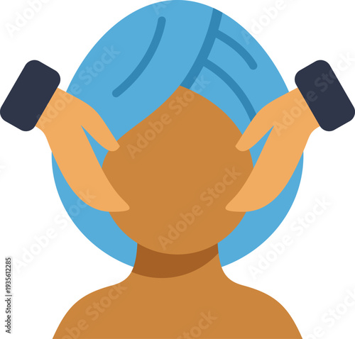 Woman enjoying a relaxing facial massage with hands on her face