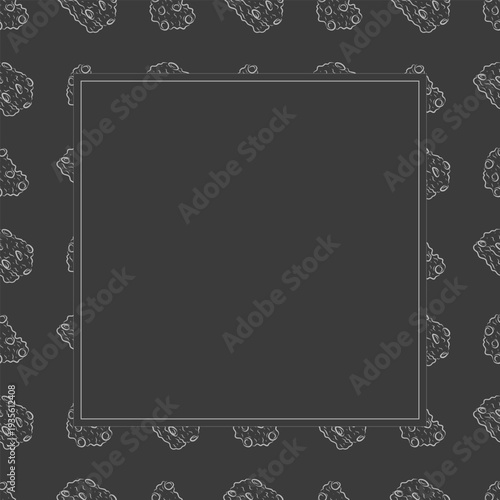 chocolate chip cookies frame. doodle chocolate cookies square frame background