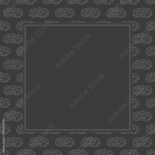 chocolate chip cookies frame. doodle chocolate cookies square frame background