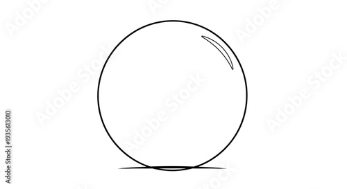 Minimalist black outline sphere with highlight on white background