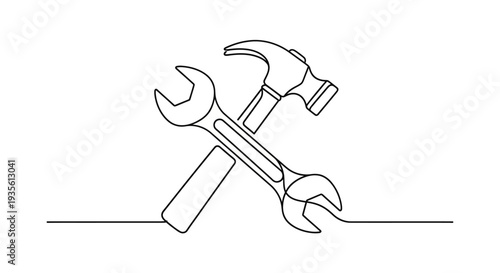 Minimalist cartoon character peeking over abstract white horizontal bar