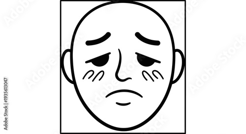 Minimalist cartoon sad face with tears and frowning expression