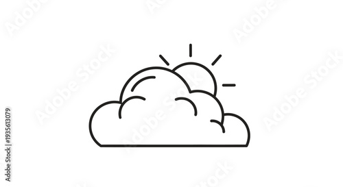 Minimalist cloud and sun weather forecast line icon