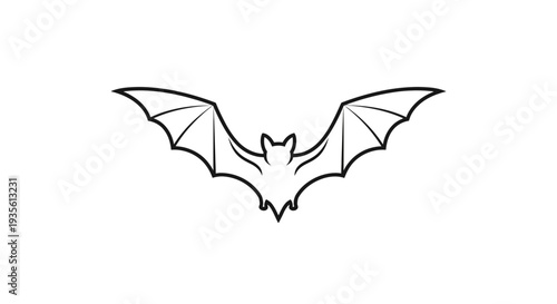Minimalist flying bat icon or logo design element