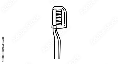 Minimalist hand drawn toothbrush illustration on white background