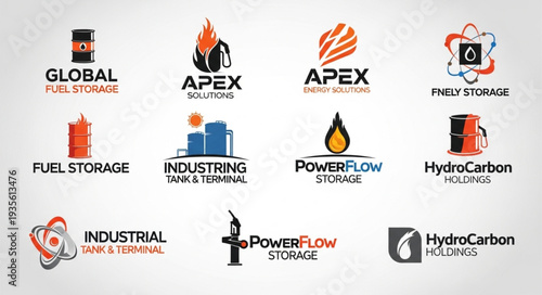 Collection of industrial and energy company logos and icons.