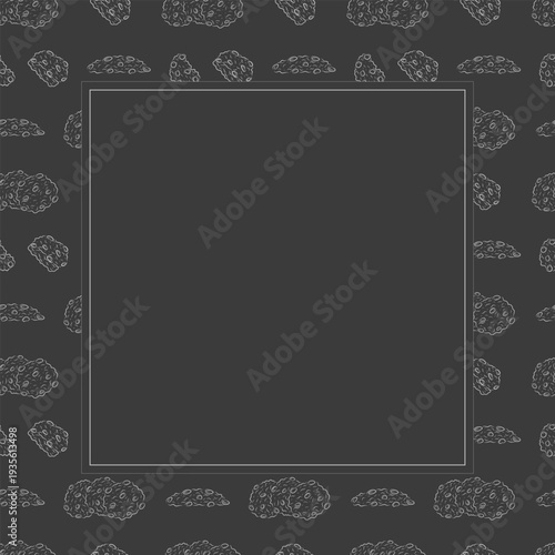 chocolate chip cookies frame. doodle chocolate cookies square frame background