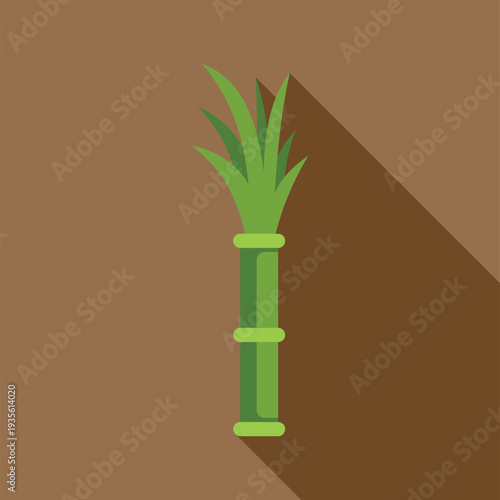 Sugarcane stalk with leaves representing agriculture and food production in a flat design