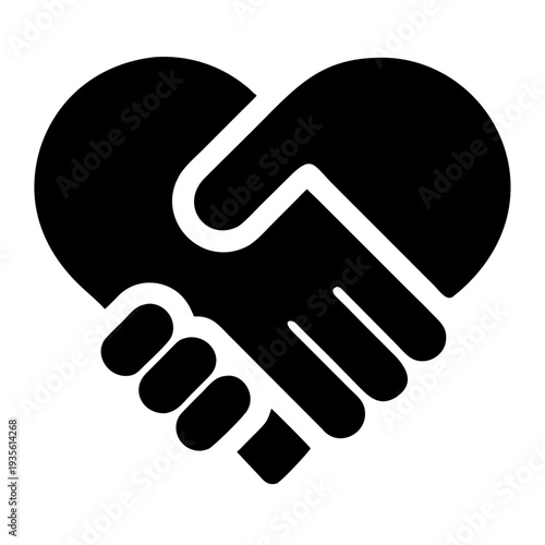 Two hands shaking inside a heart shape symbolizing partnership and unity