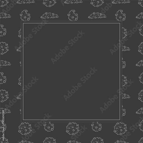 chocolate chip cookies frame. doodle chocolate cookies square frame background