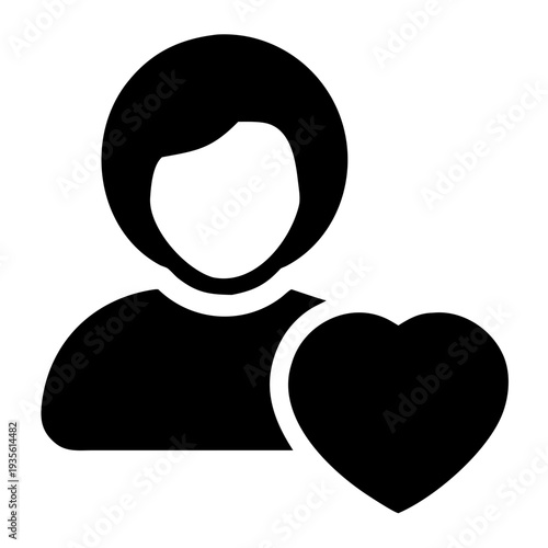 Simple icon depicting a person with a heart symbol next to them