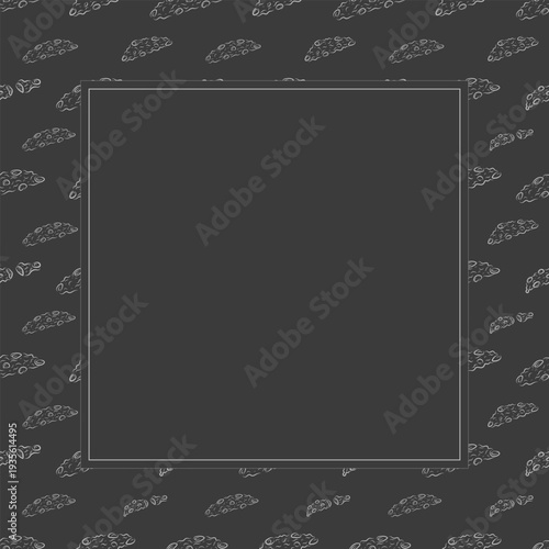 chocolate chip cookies frame. doodle chocolate cookies square frame background