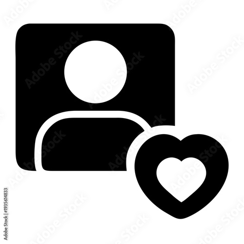 Simple icon depicting a person with a heart symbol next to them