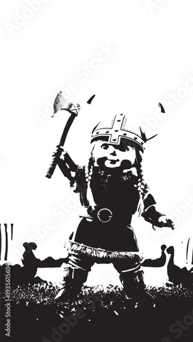 Historic astronaut figure standing on lunar surface with raised arm in stark monochrome.