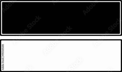 Two rectangular frames, one black on top, one white on bottom, against a white background