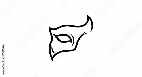 Stylized black outline of a Venetian mask on a white background