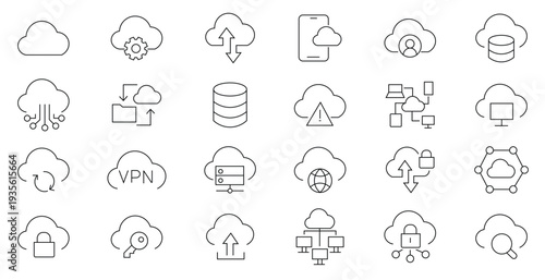 Cloud Computing Editable Icons set. stock illustration
Cloud Computing, Icon Symbol, Database, Technology, Service