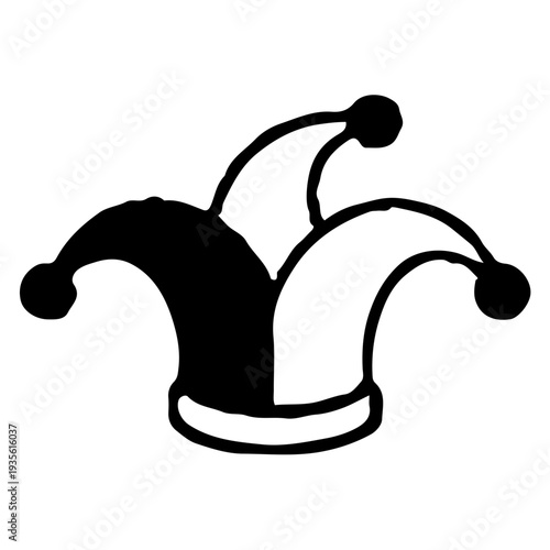 Jester Hat Icon Black and White