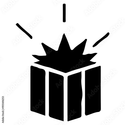 Sparkling Gift Box Icon Silhouette