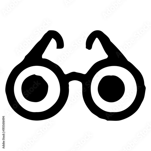 Simple Black Icon of Round Eyeglasses