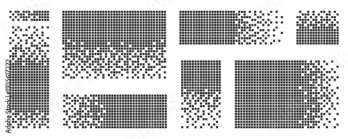 Pixel decay, Disintegration effect, Mosaic of squares, fading effect, Mosaic texture of small particles splitting