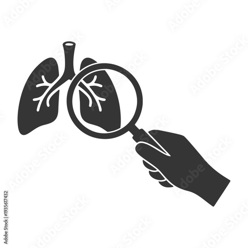 ルーペを持つ手のシルエットアイコン　肺