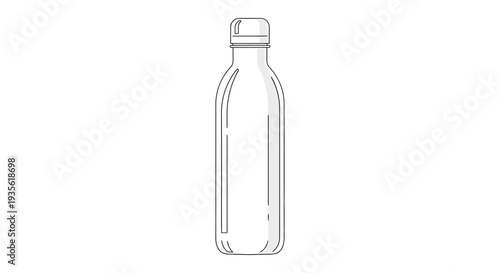 Minimalist outline drawing of a modern reusable water bottle