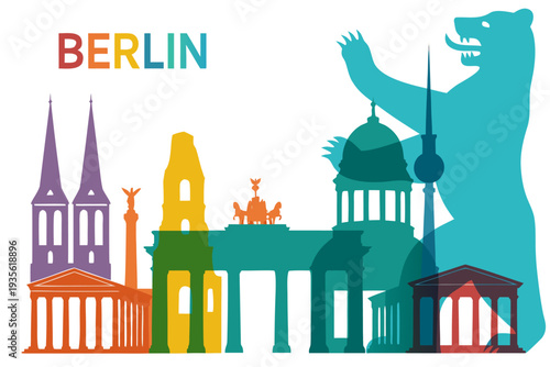 Vibrant Berlin cityscape with iconic landmarks and giant bear