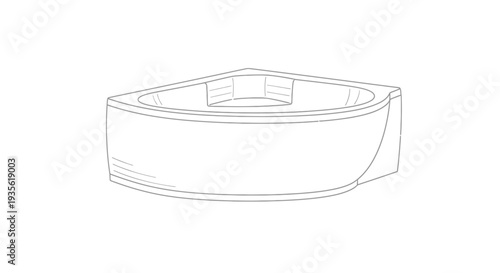 Modern corner bathtub isometric line drawing illustration